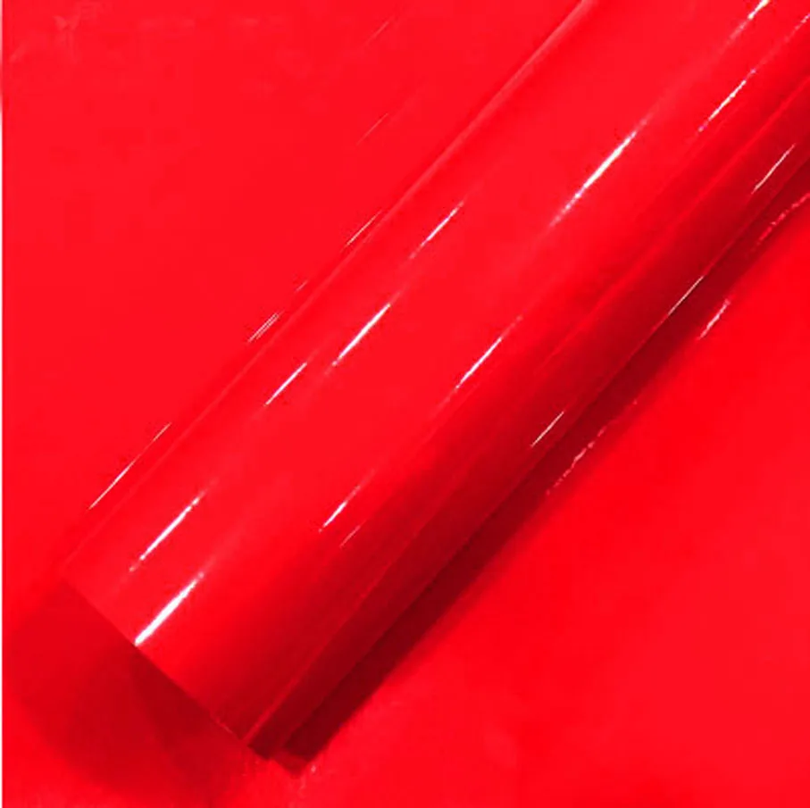 

Whole Roll 1.52*20m Red ultra super glossy vinyl Red candy vinyl car sticker with air free bubbles Car Styling