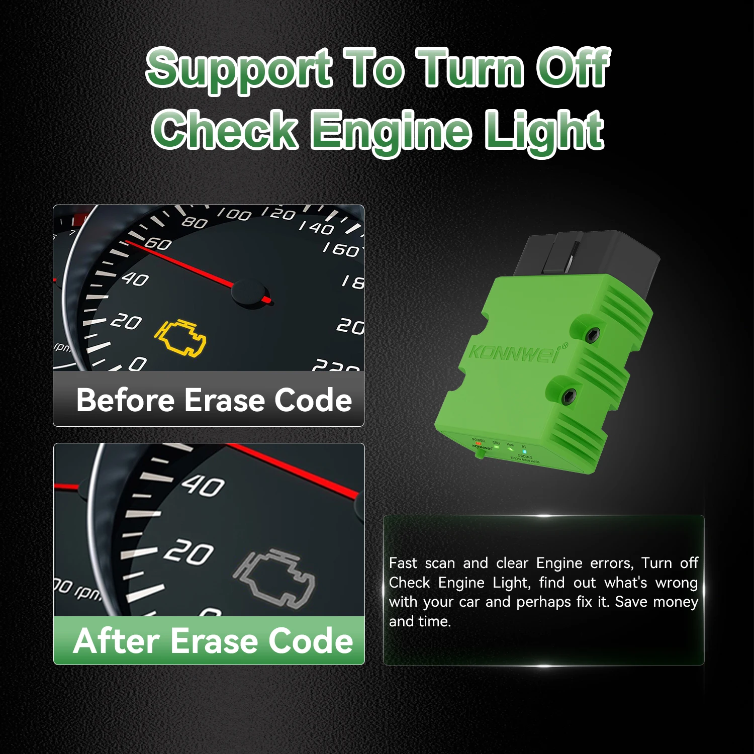 KONNWEI KW902 ELM327 V1.5 Bluetooth 5.0 OBD2 Scanner ELM 327 PIC18F25K80 Controllo motore Scanner per auto OBD 2 Lettore di codici diagnostici