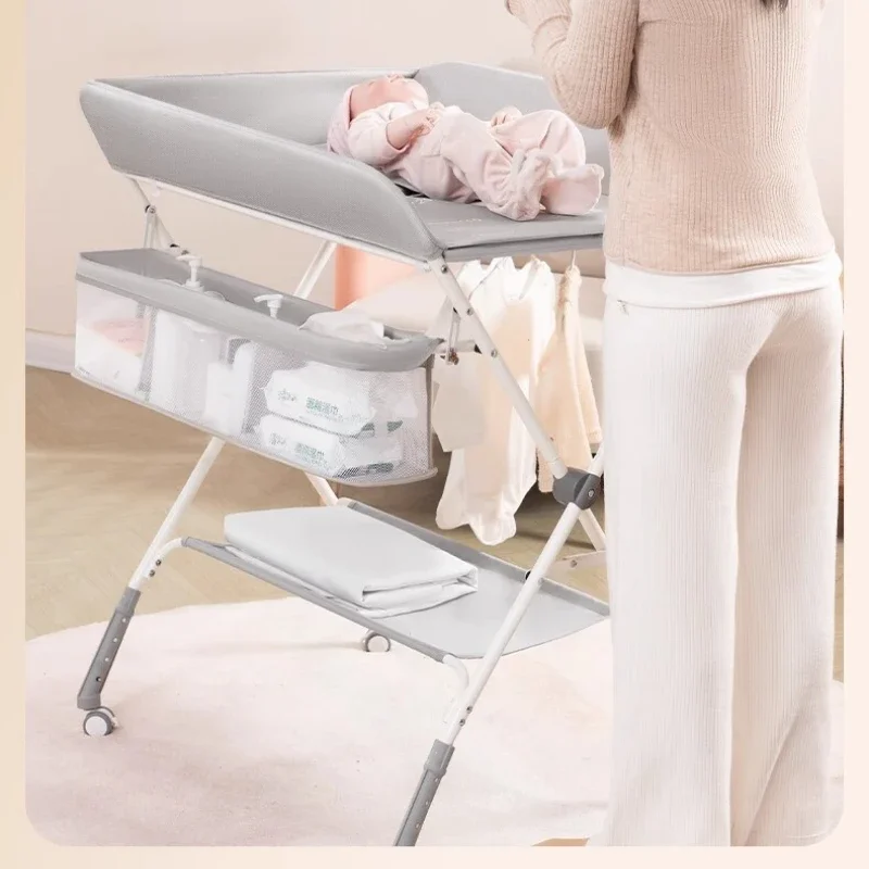 Multi-Functional Baby Care Table, K-Star Foldable Diaper Changing Table, Portable Baby Bed, Adjustable Height Mobility