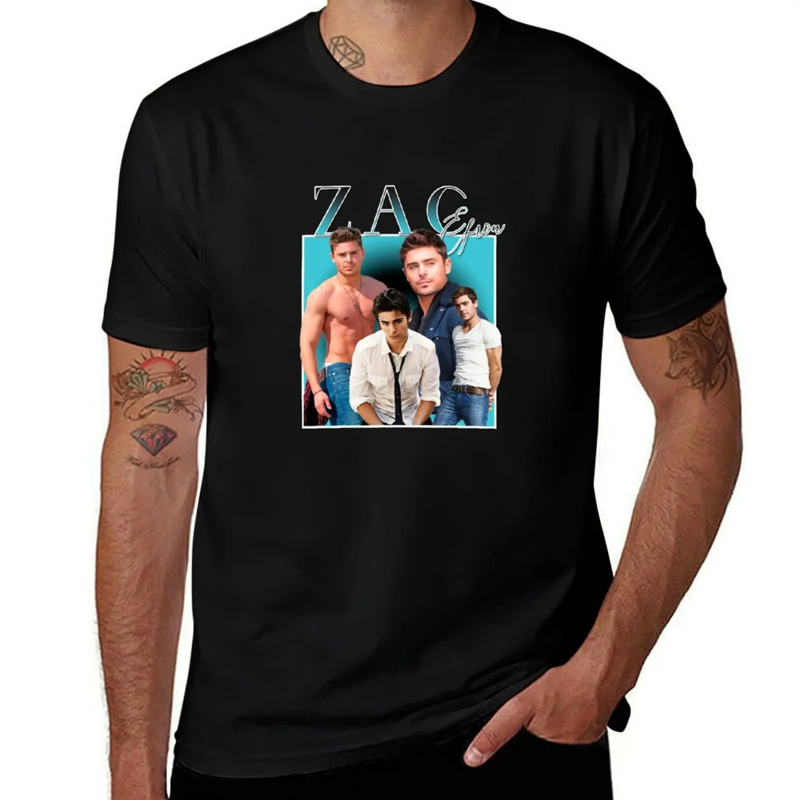 zaf efron bolton actor T-Shirt Athletic Fit Sports Short Sleeve Top T-Shirt