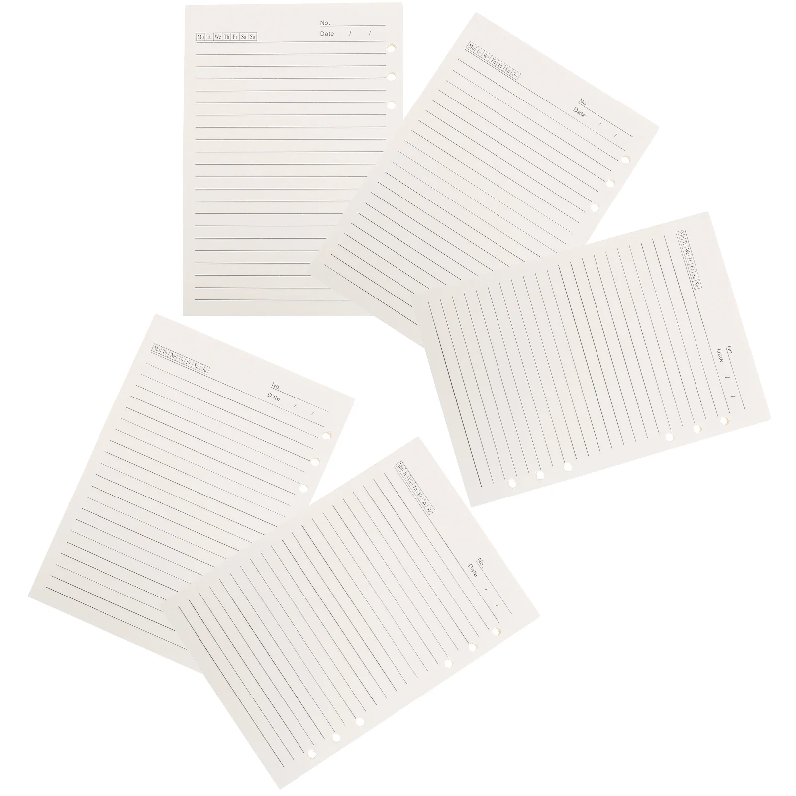 5 pçs 6 buraco a5 folhas soltas papel notebook substituição núcleo recargas superfície de escrita suave para diários a5 recarga papel