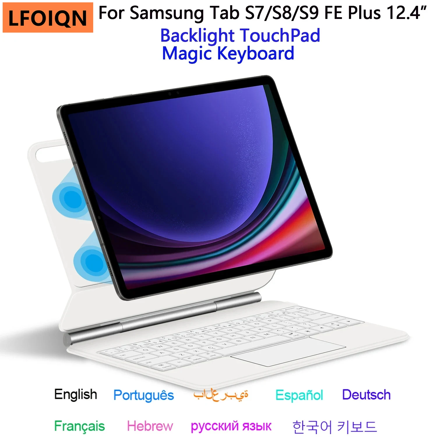 Magic Keyboard Folio For Samsung Galaxy Tab S7 Plus S8 Plus S7 FE S9 FE Plus 12.4 inch Smart Magnetic Case Keypad Spanish Korean