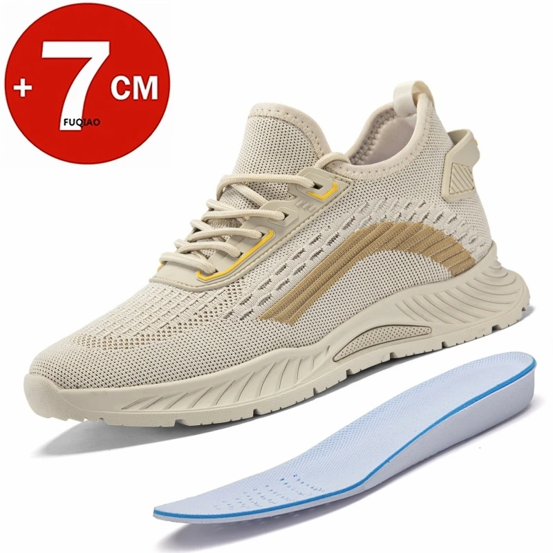 

Men Summer 7cm Invisible Height Increasing Shoes Breathable Mesh Soft Casual Sports Elevator Sneakers Non Slip Outdoor Footwear