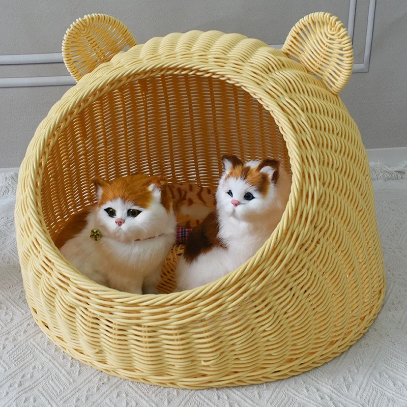 

Imitation rattan woven pet cage cat kennel kennel four seasons general semi-closed pet kennel cat house pet supplies.