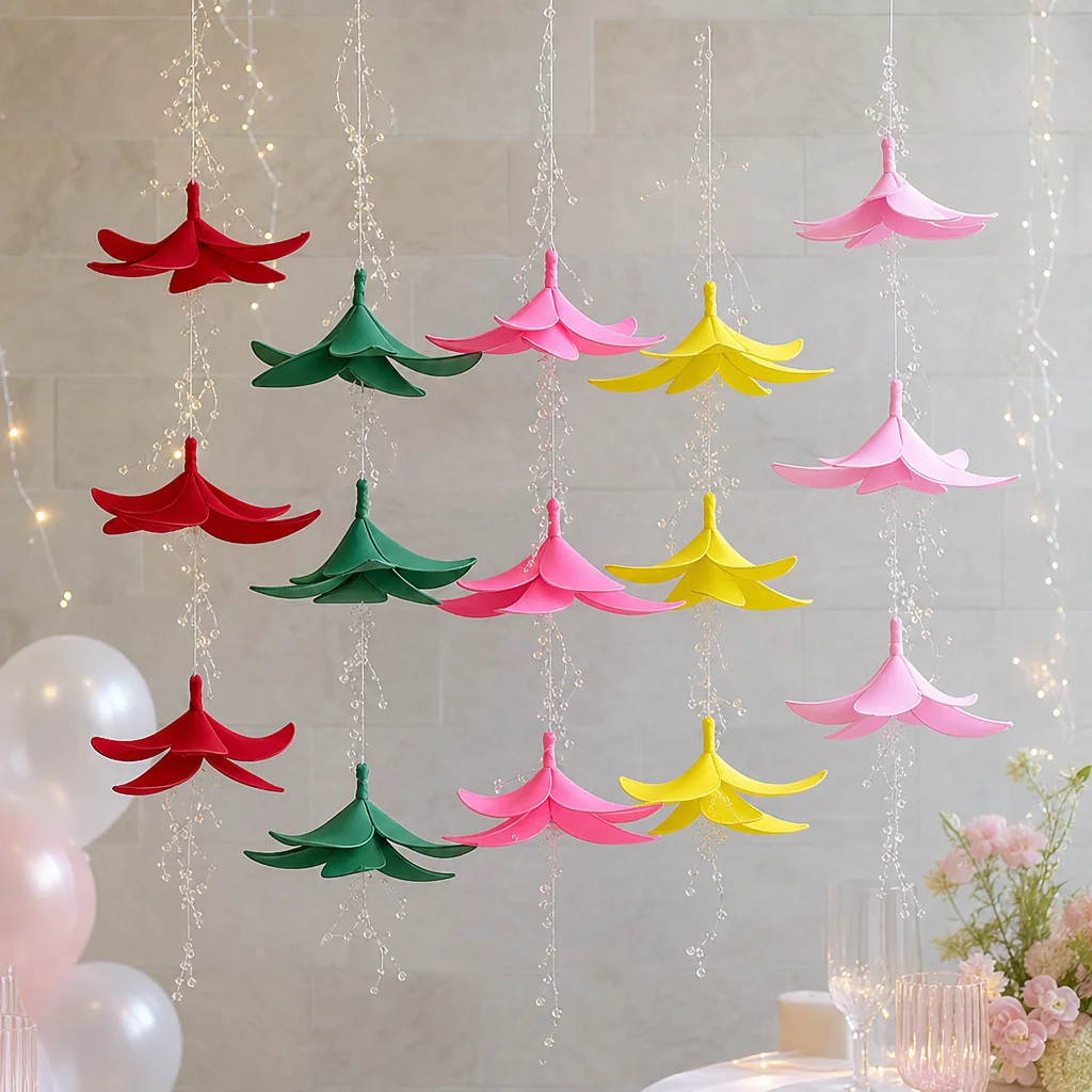 

1/5/10Pcs Lily Flower Crystal String Pendant Wedding Birthday Party Decoration Pendant Restaurant Window Decoration Supplies