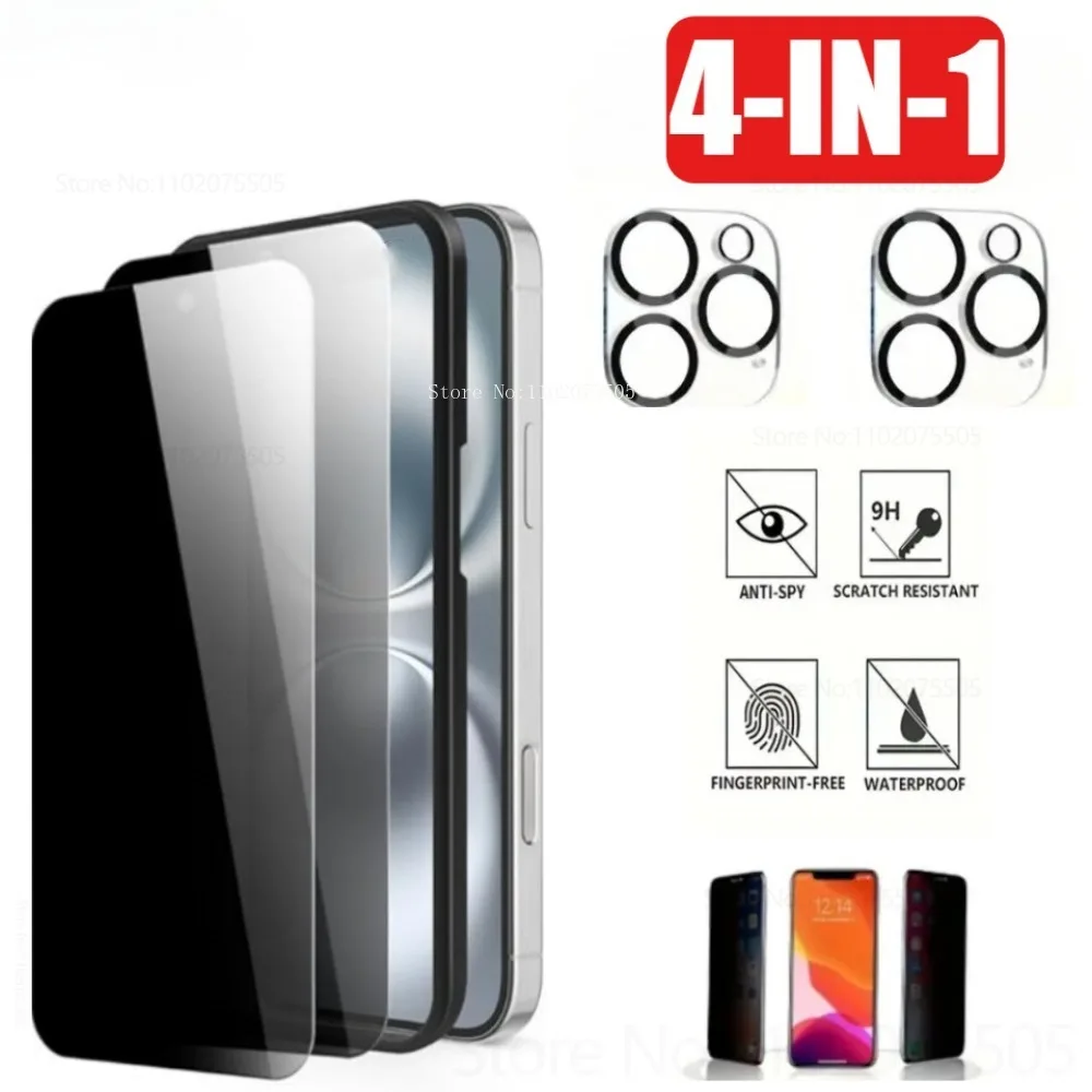 

[2+2]2 шт. закаленное стекло с защитой от подглядывания + 2 шт. Защитная пленка для объектива камеры для IPhone 15 Promax 13 14 Promax 16E 16 Plus 12 Mini 11 Pro Max