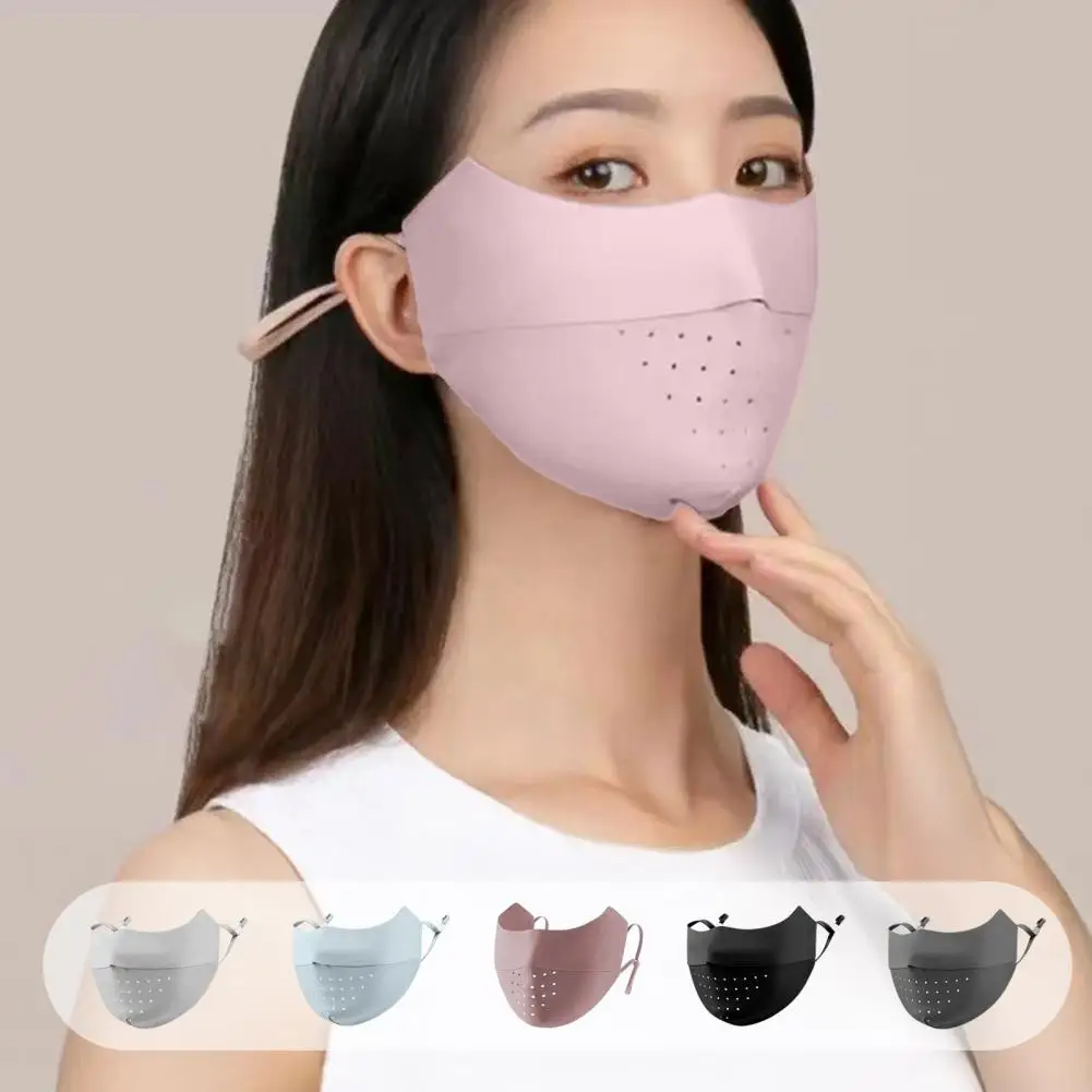 フェイスガード シームレスな通気性のある穴デザイン 日焼け止め 3D スリムデザイン フェイスガード UPF 50 通気性のあるアイスシルク生地 フェイスプロテクター