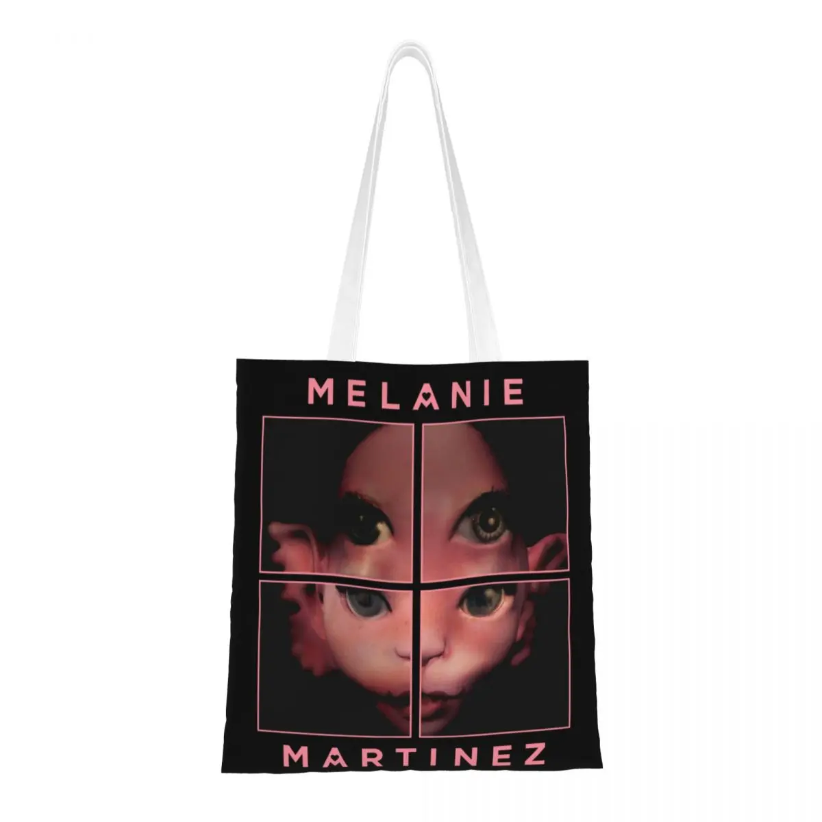 Custom Funny Printed Creative Music Singer Melanie Martinez Shopping Tote Bags Recycling Canvas Shoulder Shopper Handbag