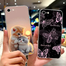 For iPhone 7 8 iPhone7+ 8+  7 Plus SE 2020 Case flower Pretty Girl Soft TPU Painted Silicone Back Phone Cover Shockproof  Funda
