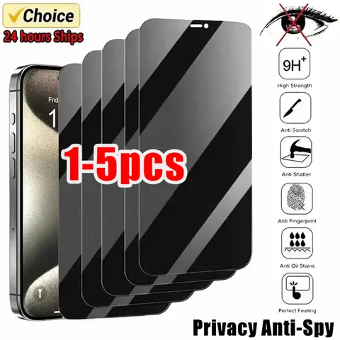 1-5PCS iPhone Privacy Screen Protector Anti Peep Tempered Glass For 12 13 14 15 Pro Max 16 17 Anti Spy