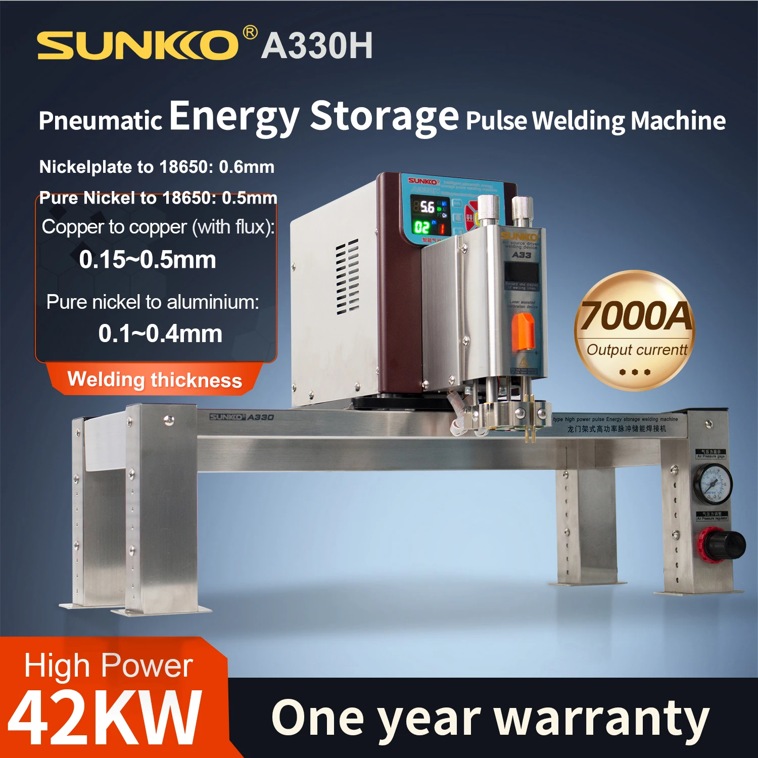 

SUNKKO A330+ Pneumatic Energy Storage Battery Spot Welding Machine For 18650 21700 32650 Battery Lithium Iron Phosphate Battery
