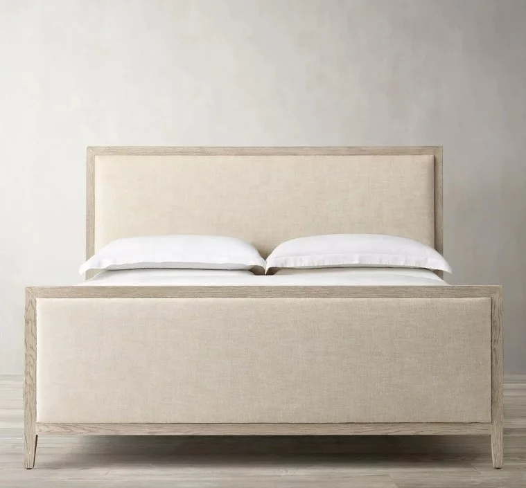 

OE-Luxury Modern Home Furniture Hotel Bed American Style Wood Bed Fabric Panel Bed With Footboard·