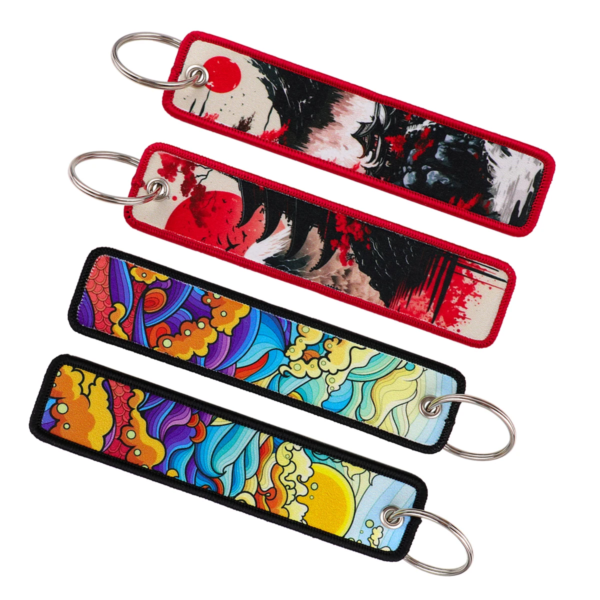 

Colorful Waves Scenery Embroidery Key Fobs Keychain for Motorcycles Key Ring Holder Key Tags Chaveiro Jewelry Accessories Gifts