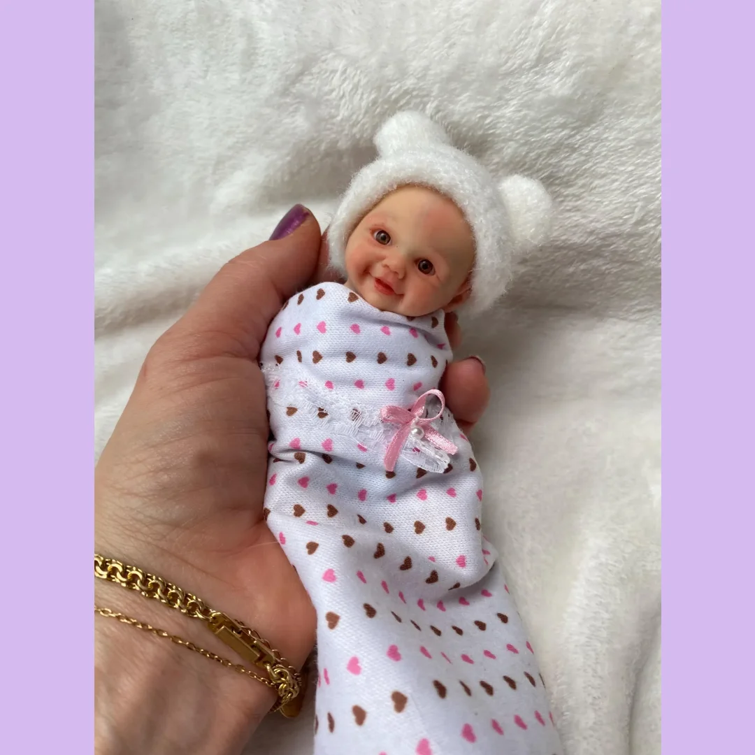 Kann den Mund öffnen, 15,2 cm, kuschelige Mini-Palmen-Silikon-Reborn-Mädchen- und Jungenpuppe, handgefertigte Vivienne Bebe-Reborn-Puppe als Geschenk für Kinder