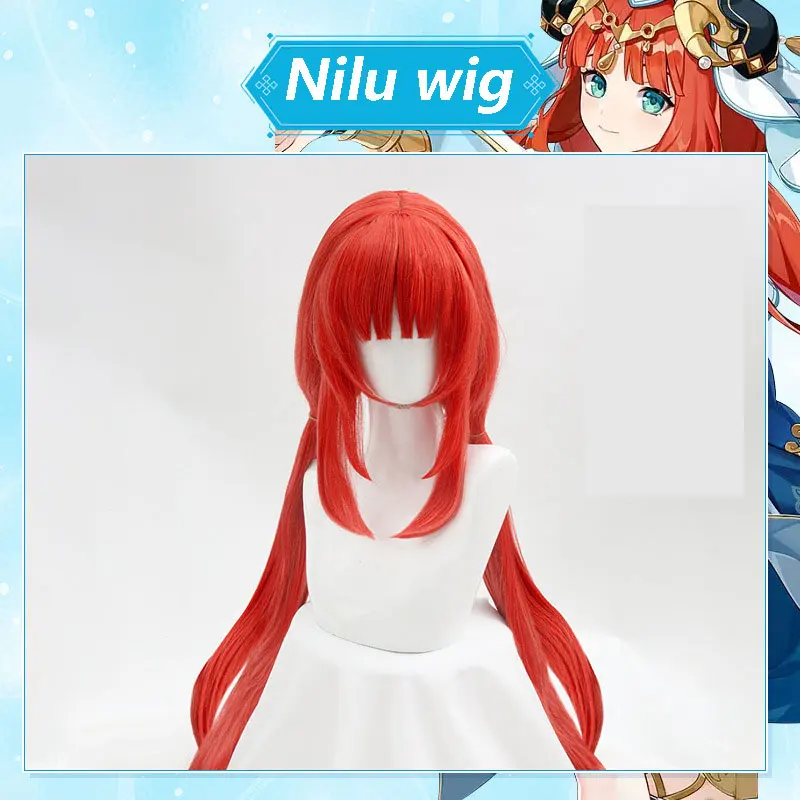 Nilu Japanese clothing collaboration role-playing full set of blue and white pleated dresses, anime game characters, Halloween view 5