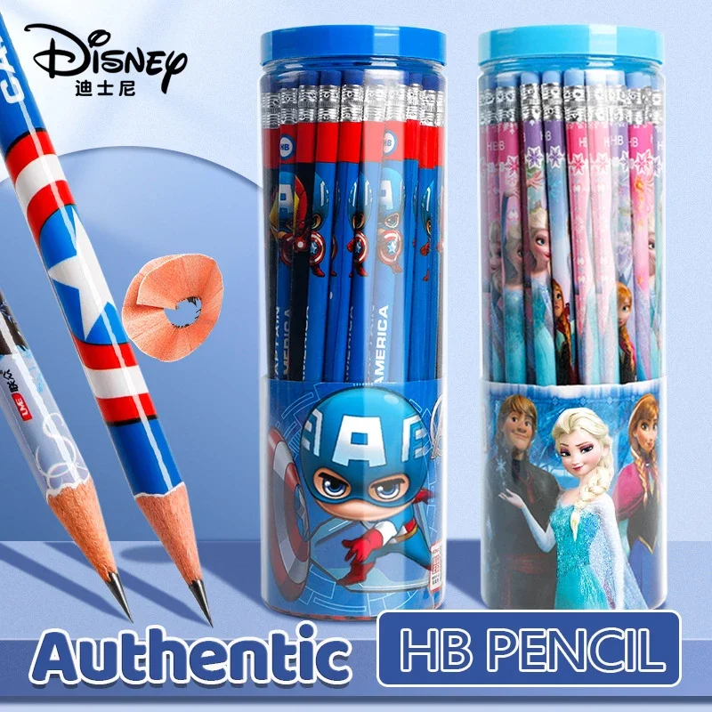 New 30pcs Per Bucket Of Disney Cartoon Pencils Hb Wooden Pen Holder With Rubber Children'S Writing Pen Gift Wholesale