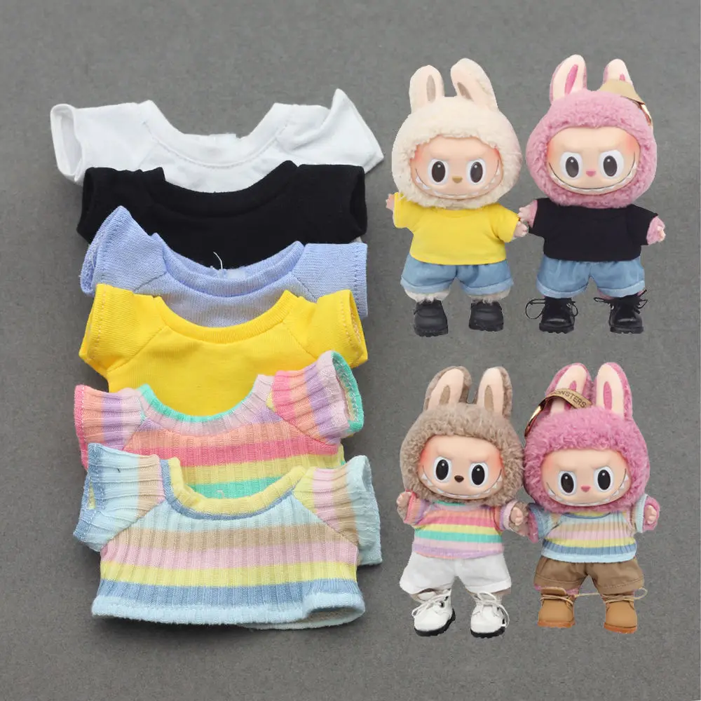 For 17cm Labubu Cute Doll Outfit Clothes Color Match Doll Clothes Suit Accessories Clothing Kid Gift