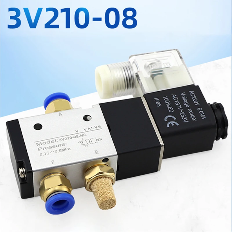 

Pneumatic Solenoid Valve 3V210-08 DC12V DC24V AC110V AC220V 3 Way 2 Position Air Directional Control Valve Gas Magnetic Valve