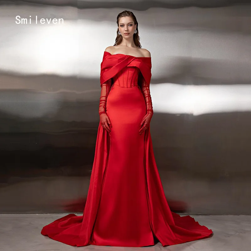 

Smileven Gorgeous Red Mermaid Prom Dress Structured Party Gowns Strapless Formal Occassion Dress Customized 2026