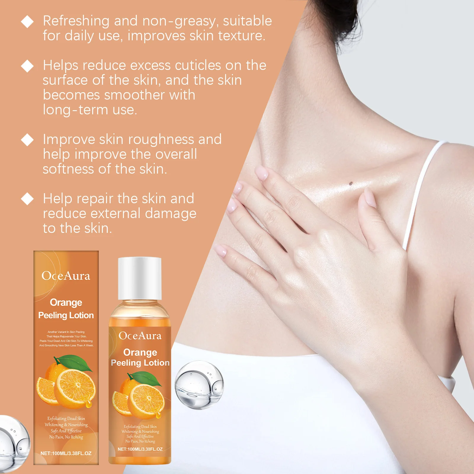 

OCEAURA Orange Body Nourishing Essential Oil Lasting Fragrance Deep Hydrate Firm Skin Enhance Elasticity Body Care Essential Oil