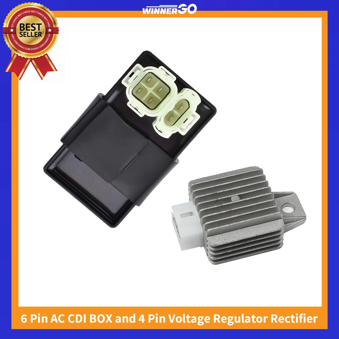 

6 Pin AC CDI BOX and 4 Pin Voltage Regulator Rectifier for GY6 50cc 125cc 150cc ATV Taotao Roketa Sunl Scooter Moped Go Kart