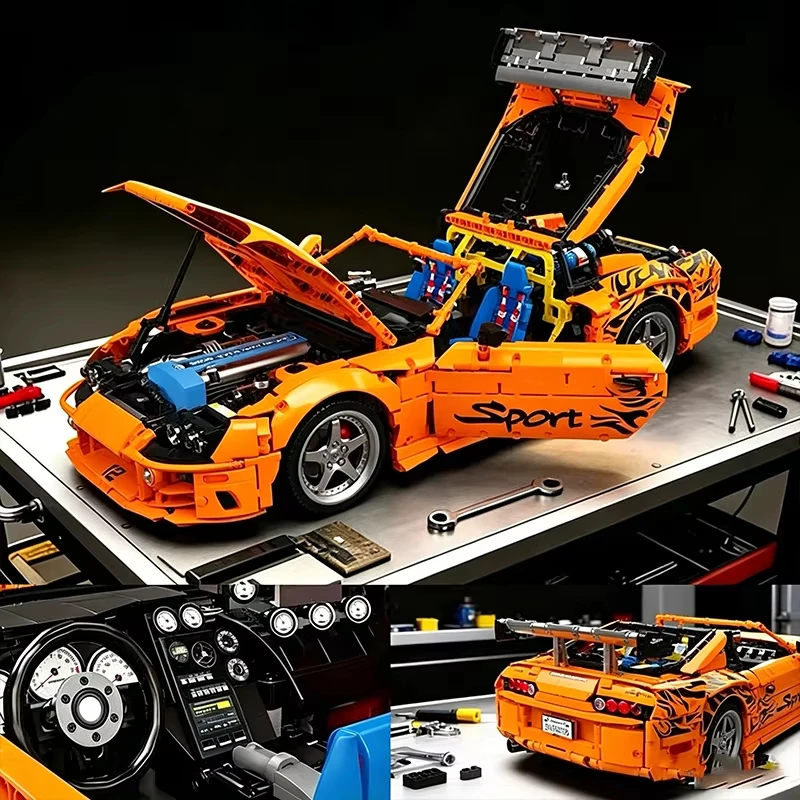 High-quality IN STOCK YC-23049 MOC Technical 1:8 Speed Sports Hypercar Building Block Assembly Model DIY Toys Christmas Gift Set