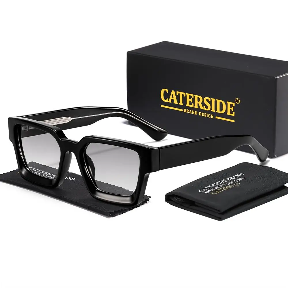 CATERSIDE Retro-Punk-Sonnenbrille für Herren mit dickem, quadratischem Rahmen, Farbverlauf-Design, für Damen, für Reisen, Business, Partys, unverzichtbare Brille, UV400 – Detail 12