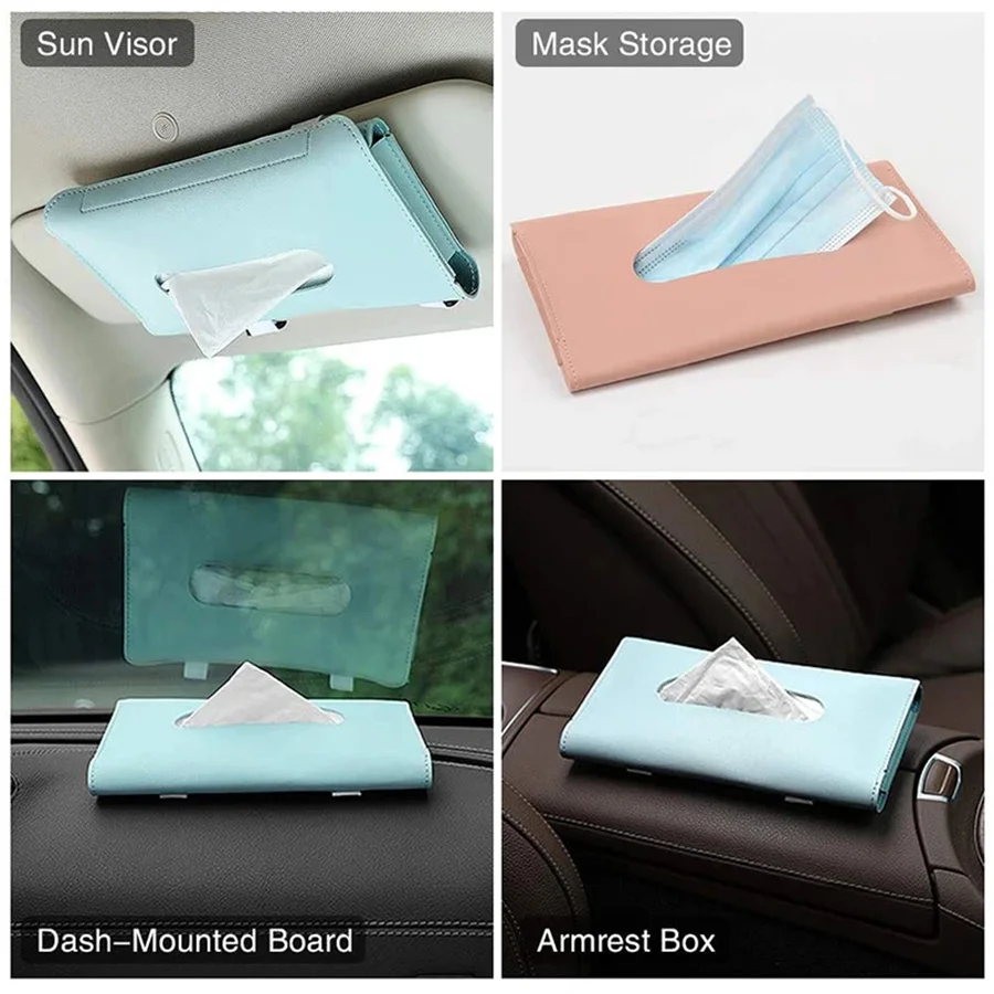 PU Leather Tissue Holder for Car Dashboard—Saves Space in Your Car; Adjustable Straps Make It Suitable for Various Scenarios