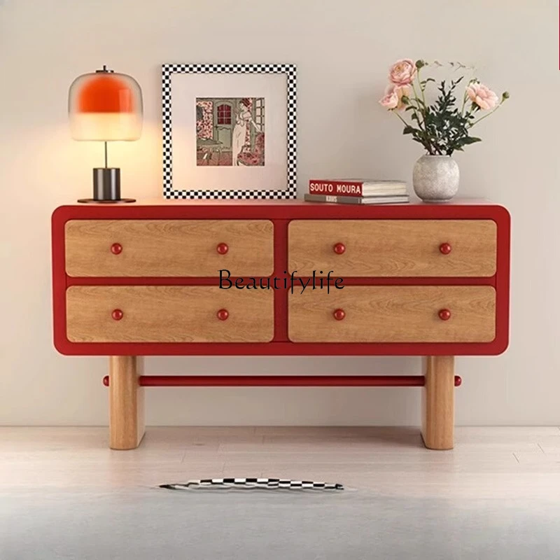 

*Nordic retro solid wood dining side bucket cabinet entry door entrance entrance storage cabinet