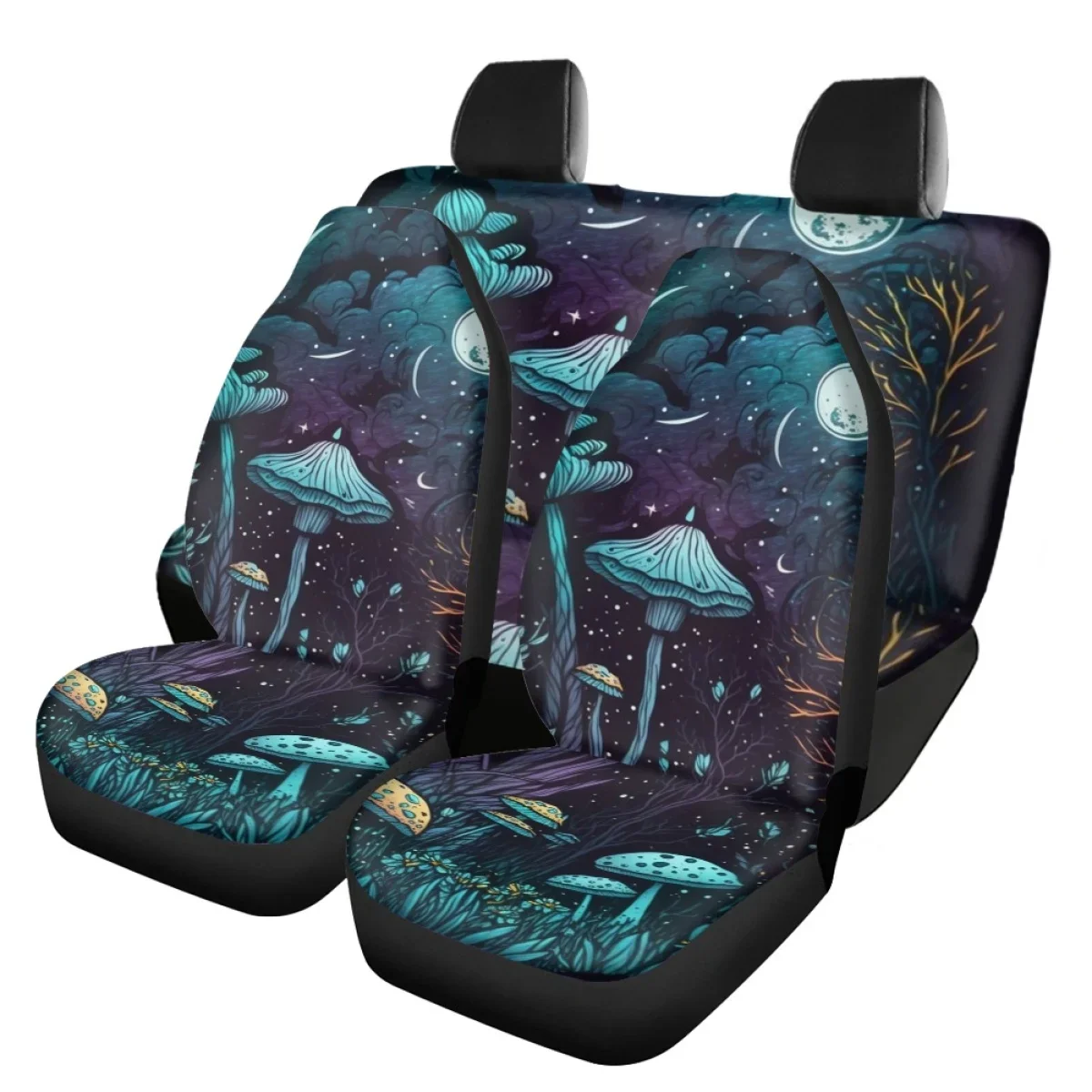 Fashion Mushroom Design Front/Back Autos Seat Cover Full Set Vehicle Seat Protector Durable Comfortable Car Interior Seat Covers