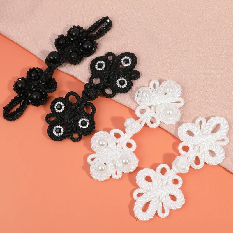 1pcs Chinese Style Tassel Plate Buckle Long Tail Hand-beaded Decorative Buttons National Tide DIY Clothing Chinese Knot Button