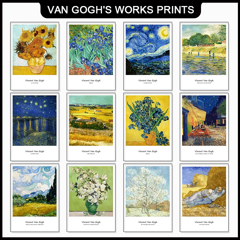 Van Gogh Famous Paintings Printed on Canvas Wall Art Prints and Posters Hanging Pictures for Living Room Wall Decor Home Decor