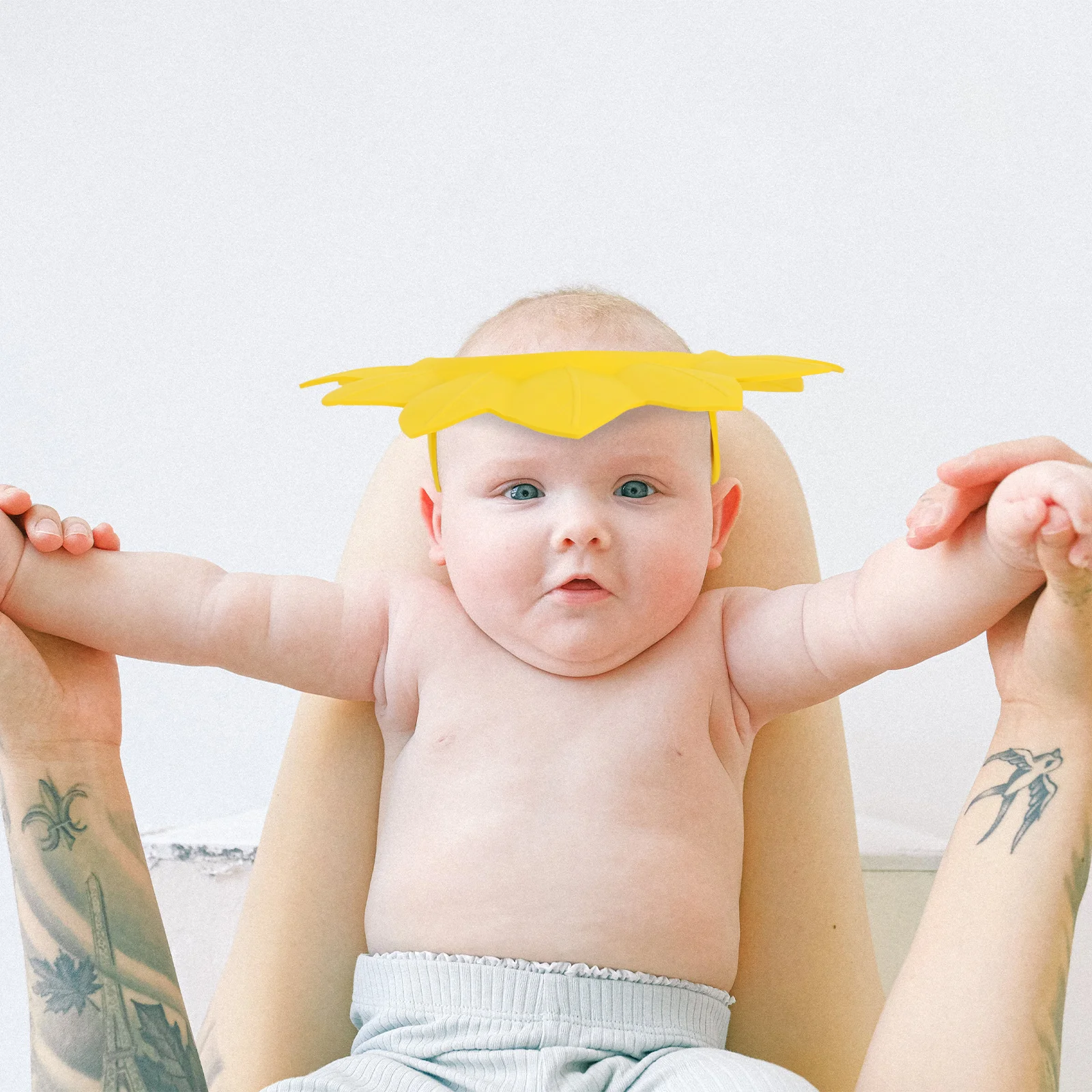 

3 шт., детская шапочка для шампуня в форме листьев, регулируемая шапочка для душа, водонепроницаемая защита для ушей для малышей, детская защита для мытья волос, синяя