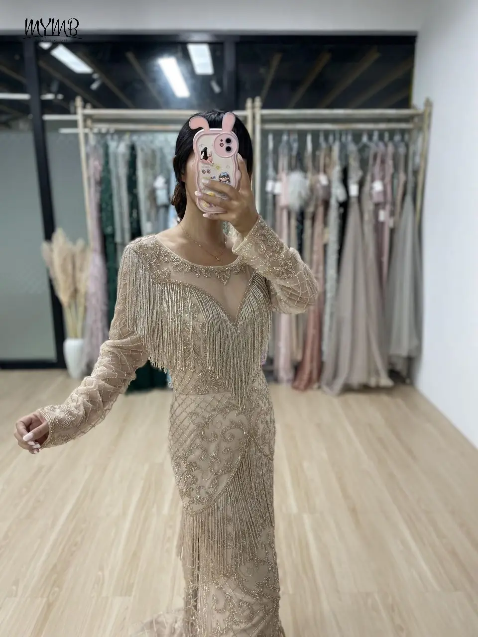 MYMB 골드 두바이 화려한 인어 페르시 Tassel 이브닝 드레스 여성용 웨딩 파티 아랍어 긴 소매 볼 가운 MB40097