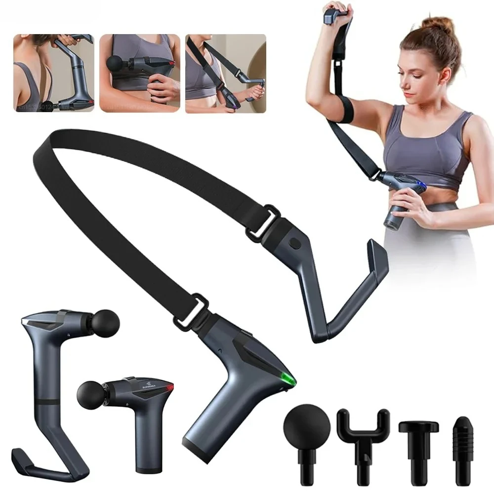 Fascia Massage Gun High Frequency Muscle Massage Gun Professional Body Back Shoulder Neck Waist Massager with Bent Long Handle