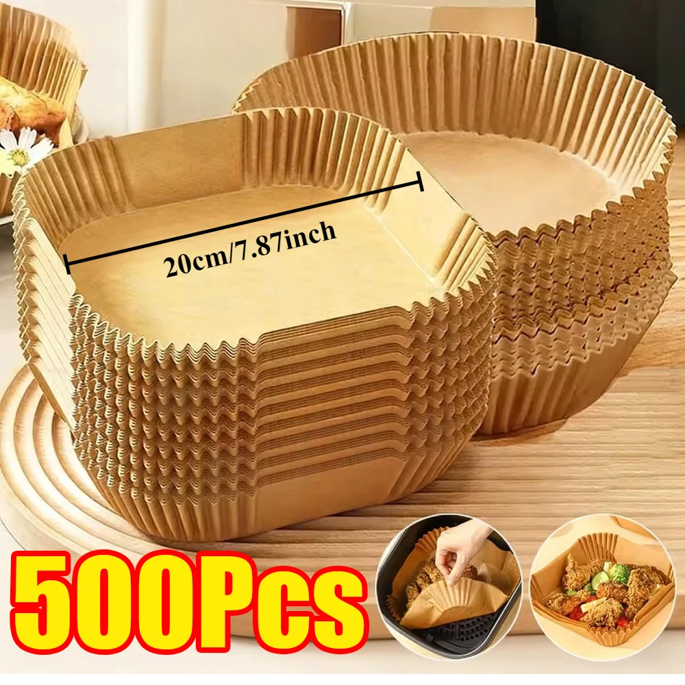 50–500 Stück Luftfritteusen-Papier, Einweg-Runde, quadratische Luftfritteusen-Einlagen, Backpapier für Luftfritteuse, Mikrowelle, Bratpfanne