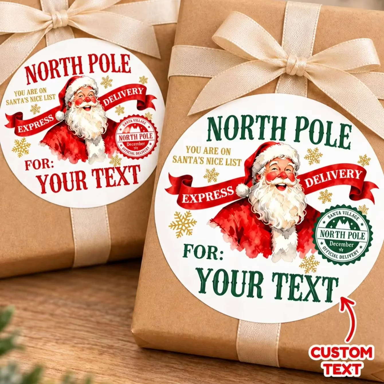80PCS Custom Round Stickers Personalized with Text for Family, Christmas Gift Boxes, Gift Envelopes & Festive Room Decor