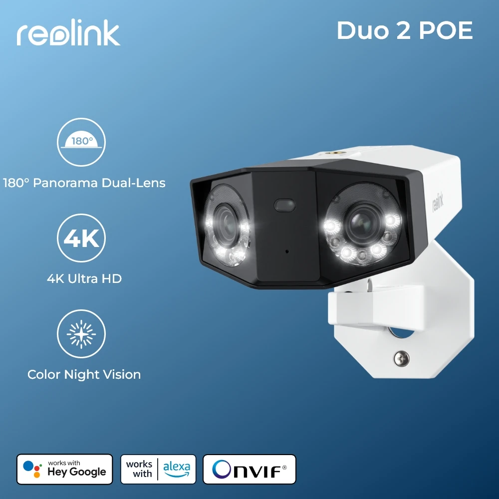 

Reolink Duo 2 Series Dual Lens 4K PoE Security Camera 8MP Outdoor CCTV WiFi IP Camera Smart Home Video Surveillance Cameras