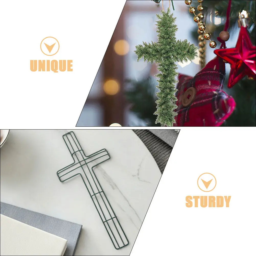 4Pcs Cross Wreath Form For Church Wedding Decoration Christmas Wreath Frame Wire Floral Arrangements
