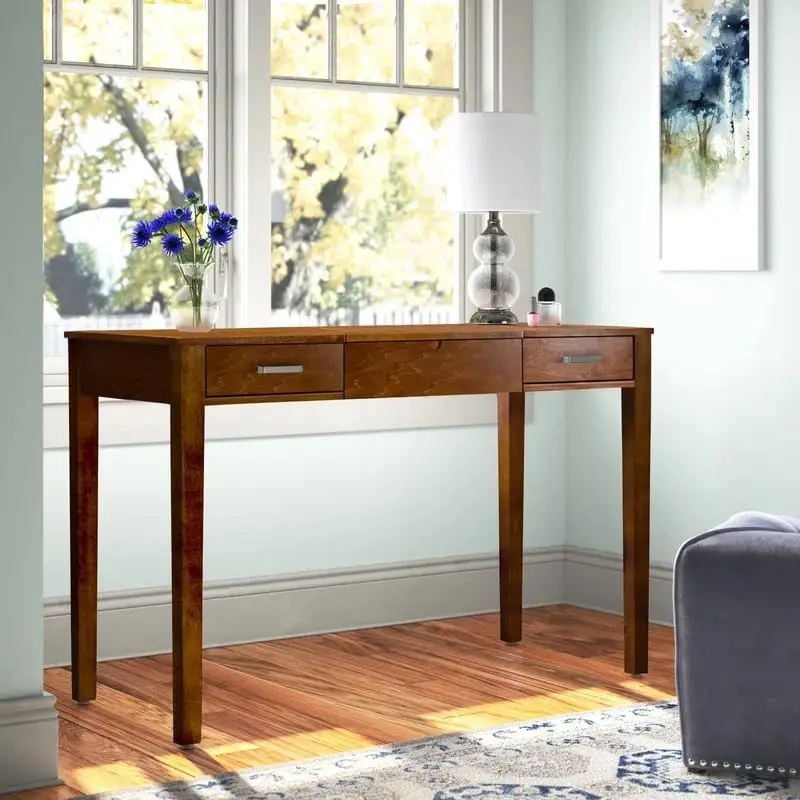 Alveare Home Aimee Vanity Desk Makeup Dressing Table, WALNUT