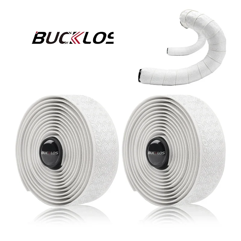 BUCKLOS Racefiets Stuurlinten PU Shock Fietsstuurlint W/Bar End Pluggen Antislip Anti-vibratie Wrap Riemen Bartape - afbeelding 1