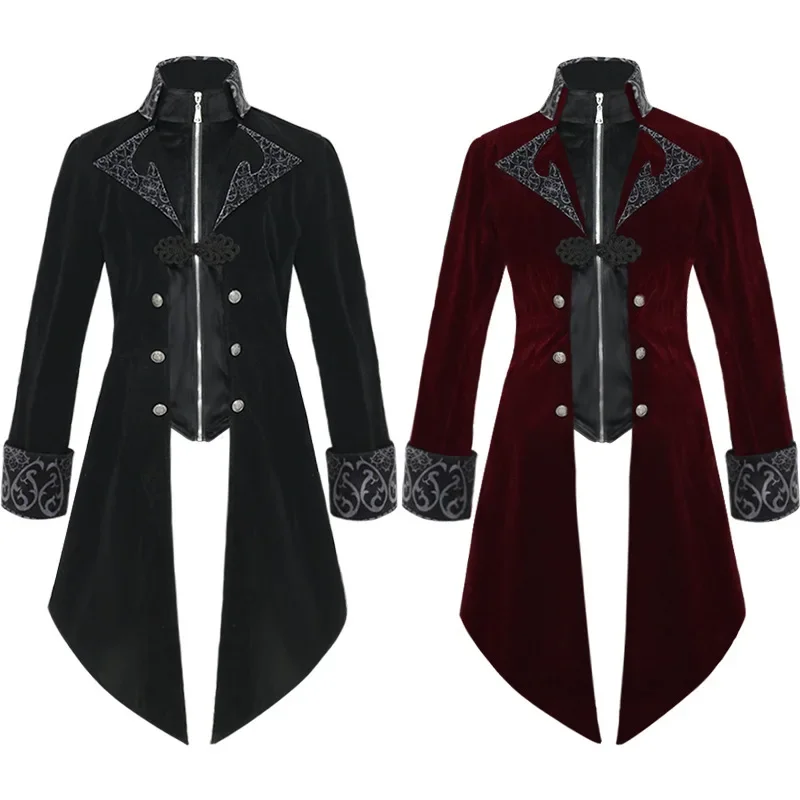 

European And American Men's Medieval Retro Mid-Length Gothic Tuxedo