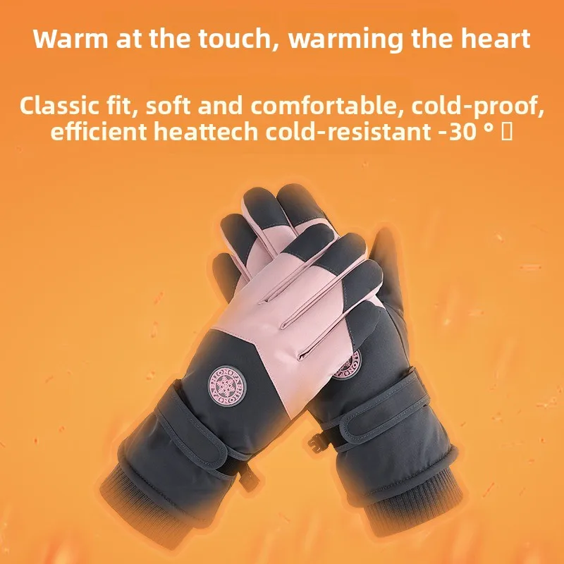 ถุงมือสกีฤดูหนาว หน้าจอสัมผัสได้ ผ้าฟลีซหนา อุ่น สำหรับขี่กลางแจ้ง ปีนเขา ถุงมือคู่รัก ถุงมืออุ่น
