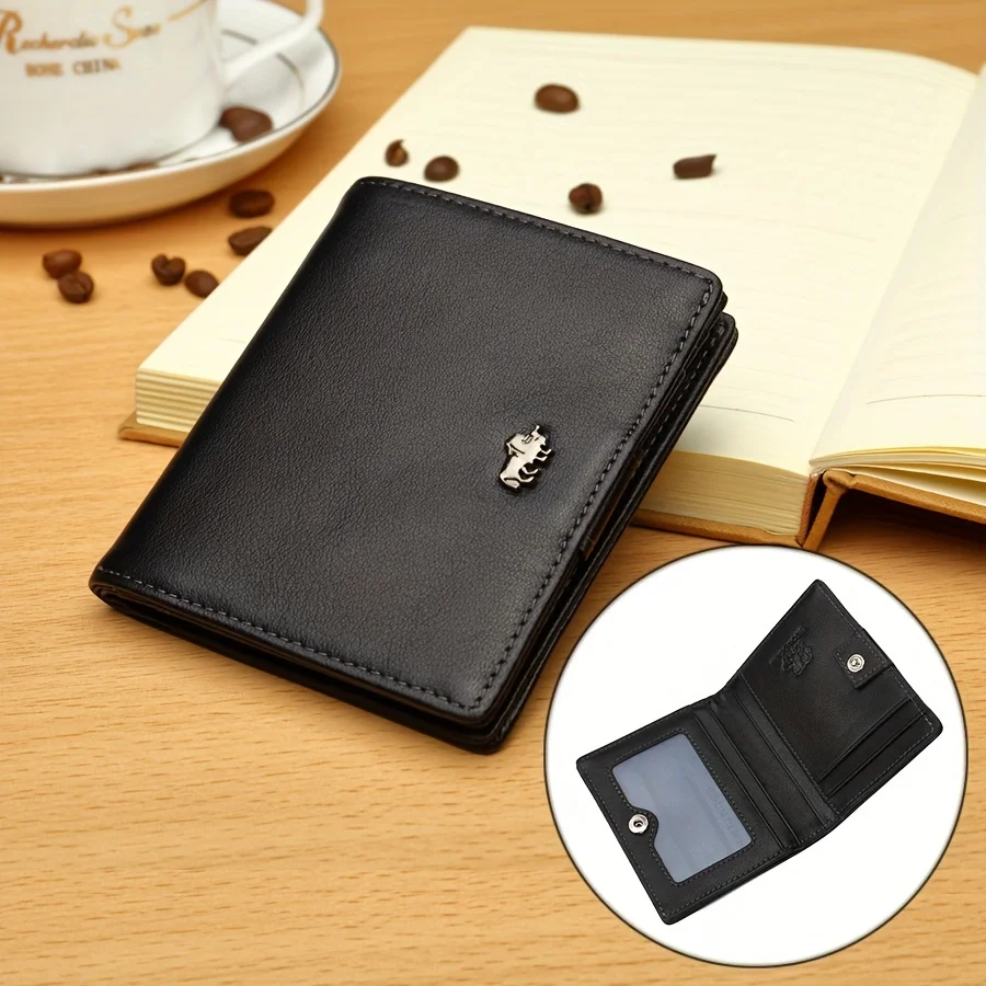 100% Genuine Leather Cowhide Men\'s Wallet Pocket Coin Purse RFID Blocking Business Credit Card Holder Holiday Gift for Men