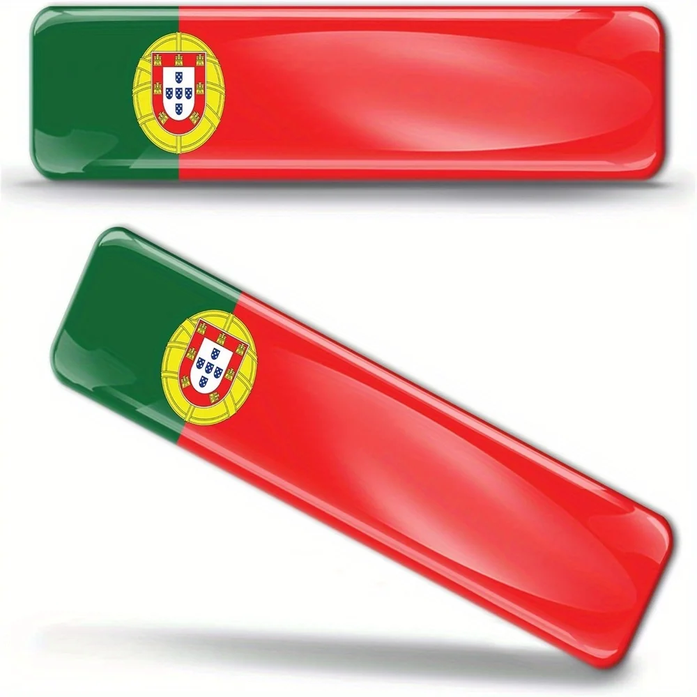 2 x Adesivos de Silicone 3D em Formato de Cúpula, Bandeira Nacional de Portugal, para Carro, Moto, Capacete e Emblemas Automotivos