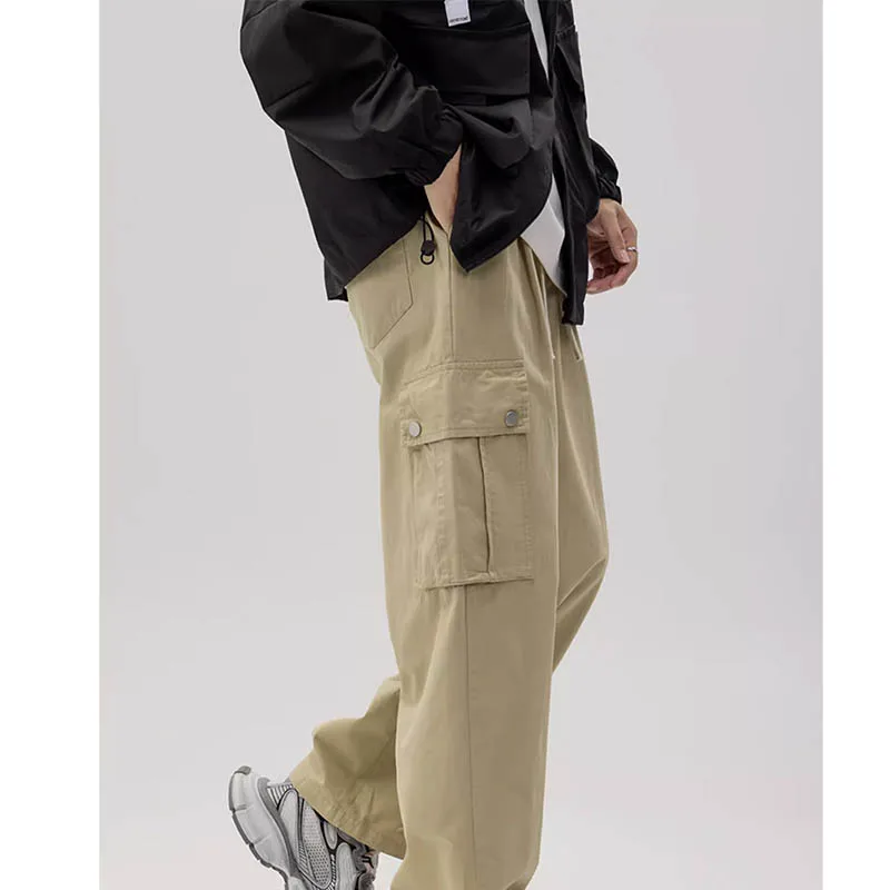 

High end trendy multi pocket workwear pants for men's outdoor wear resistance loose fitting straight leg leg binding men's cas