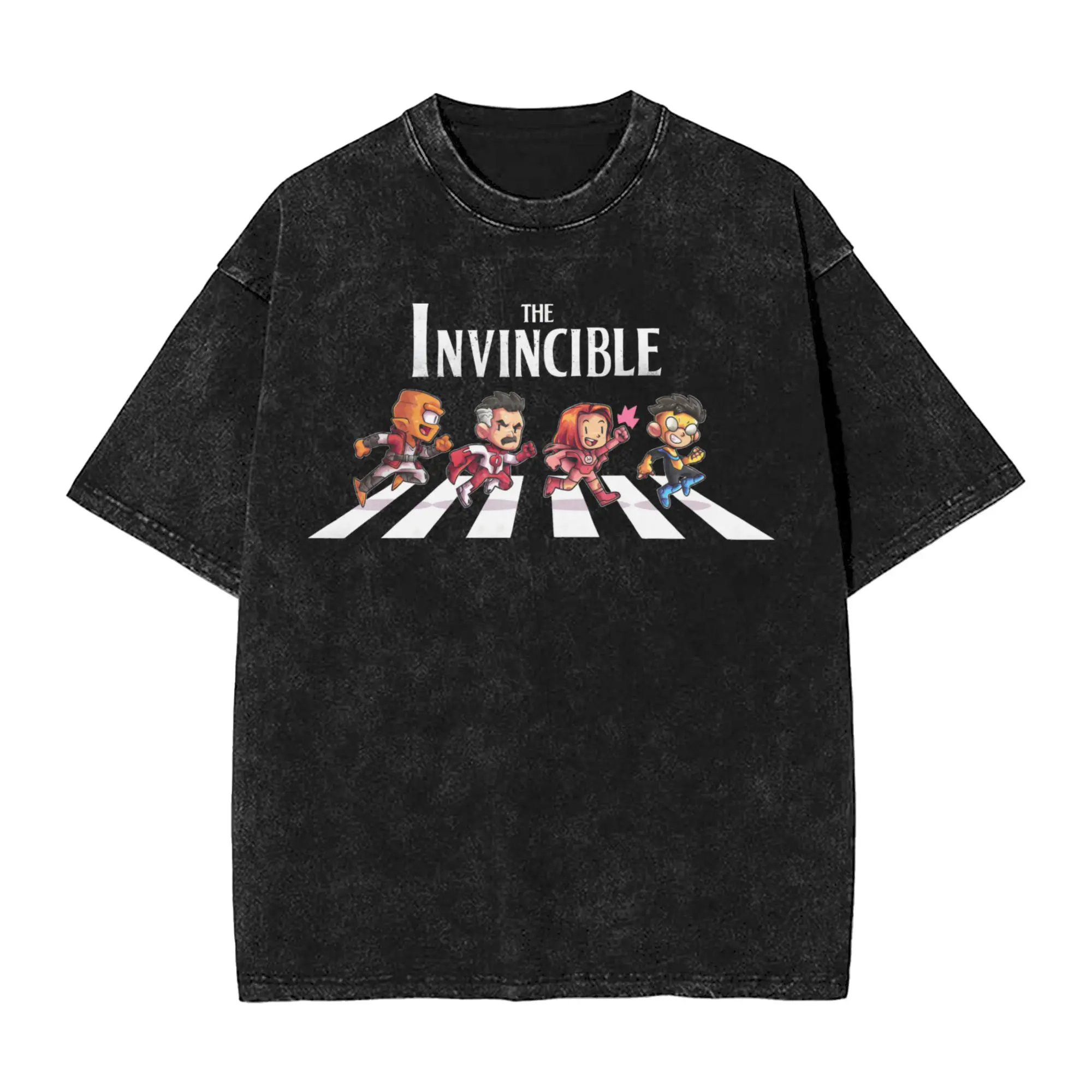 Invincibles Chibi Heroes Abbey Road Parody T-Shirts for Men  Novelty Cotton Tees O Neck Short Sleeve T Shirt Birthday Gift Tops