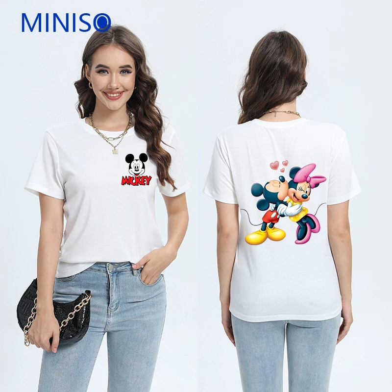 

Clothes Ladies Large Size Summer Personalized T Shirt Tops & Tees Disney Brands Mickey Minnie Printed Cotton Clothing Trends New