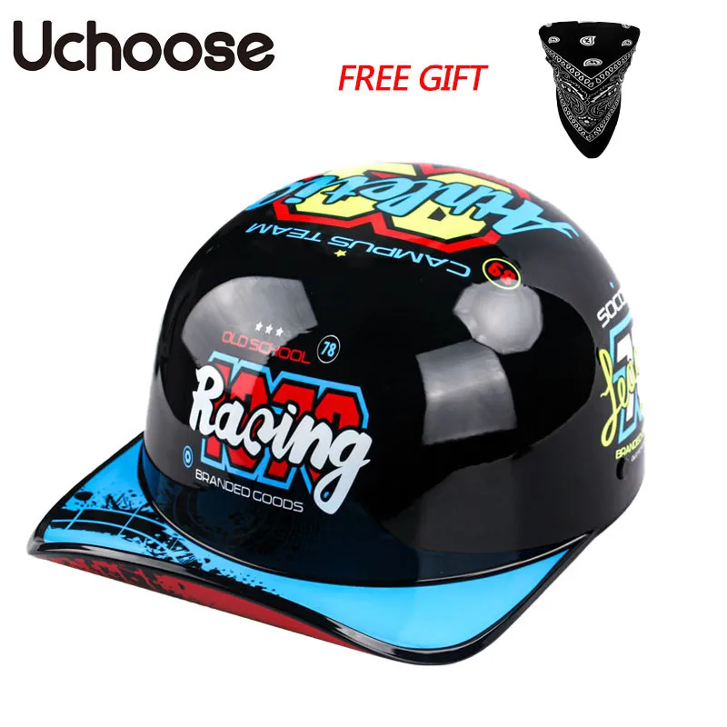 Uchoose czapka z daszkiem kask rowerowy Retro kaski lato Motorcbike Casque Vintage otwarta twarz skuter Cruiser Chopper Gangster