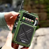 Full Band Radio Outdoor Portable Solar Rechargeable Radio Multifunction Emergency Bluetooth Speaker Hand-cranked Power FM Radio
